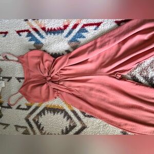 Blush pink/Mauve Jumpsuit with knotted bow. Size Large.